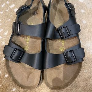 Black Birkenstock sandals in size 48 or 14 US